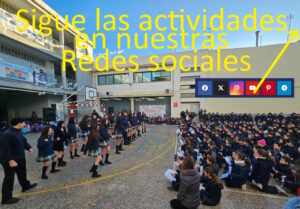 Sigue las actividades en nuestras redes sociales. Botones de arriba a la derecha.